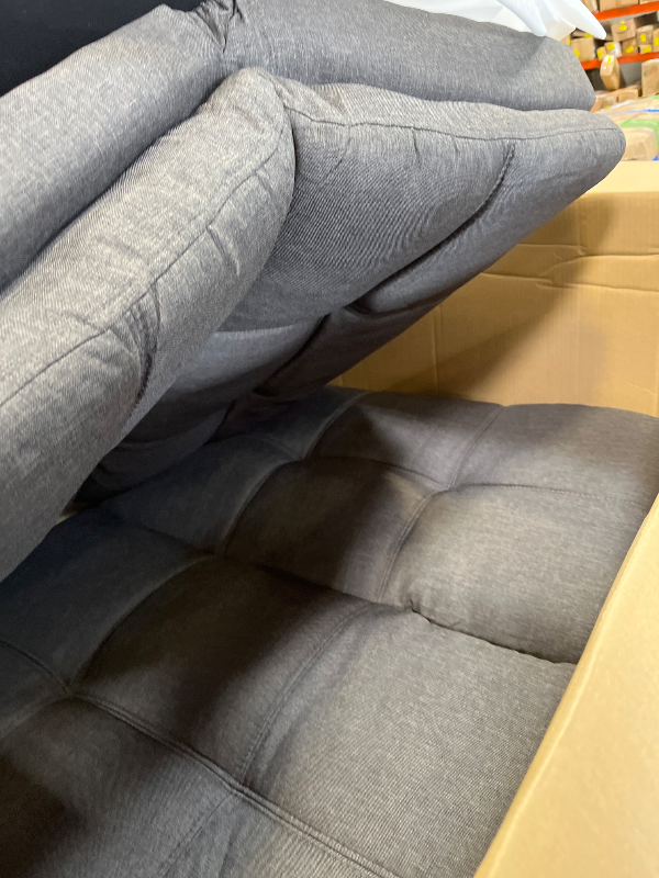 Photo 1 of Amazon Basics Futon Sofa Bed, Convertible Memory Foam Sofa Couch with Adjustable Positions for Small Living Room, Office, Apartment, Dark Grey Linen Fabric----MISSING LEGS