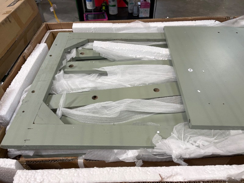 Photo 1 of 36" Bathroom Vanity Cabinet with Ceramic Countertop Sink Combo Set, Solid Wood Frame, Tilt-Out Drawers and Left Side Drawers, Soft Closing Door Hinges, Modern Style, Green---comes with 2 boxes 