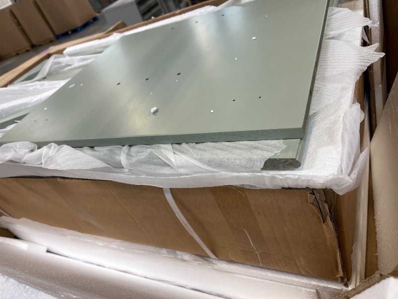 Photo 1 of 36" Bathroom Vanity Cabinet with Ceramic Countertop Sink Combo Set, Solid Wood Frame, Tilt-Out Drawers and Left Side Drawers, Soft Closing Door Hinges, Modern Style, Green---comes with 2 boxes 