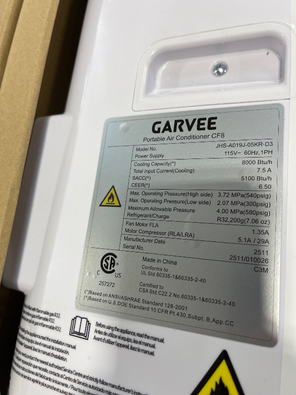 Photo 1 of Garvee 8,000 BTU Portable Air Conditioner