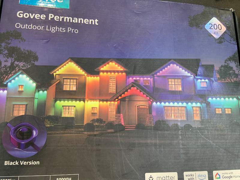 Photo 1 of Govee Permanent Outdoor Lights Pro, 200ft with 120 RGBIC LED Lights, Black