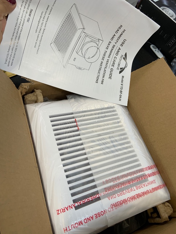 Photo 1 of Tech Drive Bathroom Fan with Humidity sensor,80 CFM,1.5 Sone,4 Inch Duct
