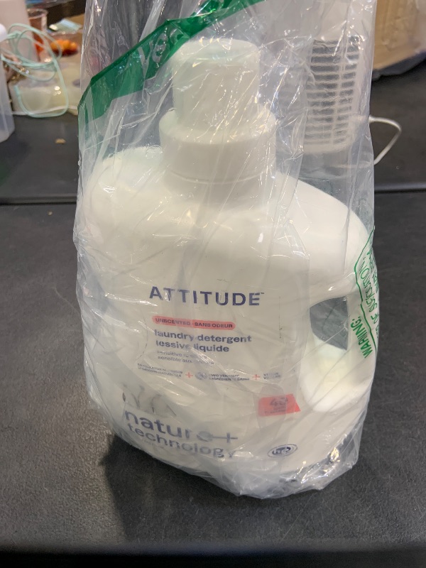 Photo 1 of ATTITUDE Liquid Laundry Detergent, EWG Verified, HE Compatible, Plant-Based & Vegan, Natural Laundry Soap, Unscented, 40 Loads, 67.6 Fl Oz