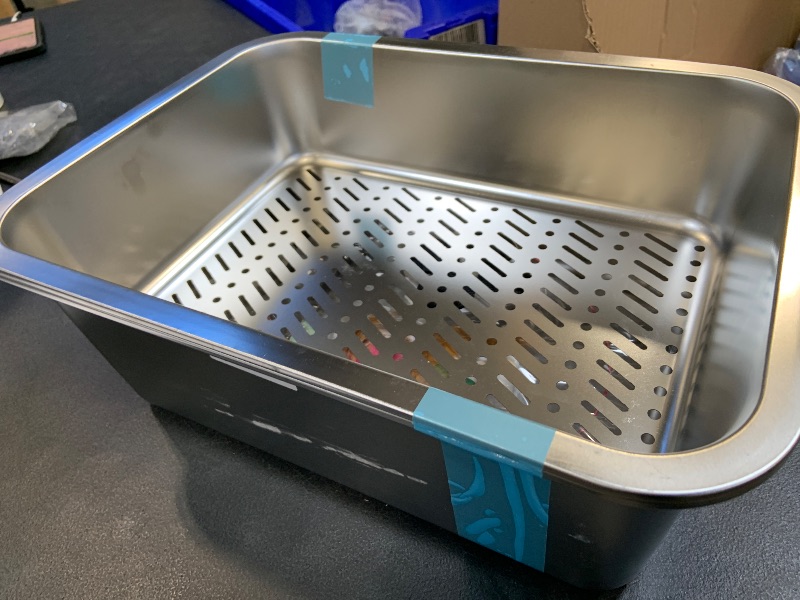 Photo 1 of Stainless Steel Sifting Small Cat Litter Box for Pine Pellets, Metal Kitten Litter Box Sifter Pan with Litter Scoop, Low Dust, Odor Control, Easy Cleaning, 15.7" L x 11.8" W x 6" H