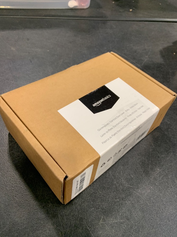 Photo 1 of Amazon Basics Contemporary Stamford Entry Door Lever, Easy Installation, Matte Black, 1-Pack