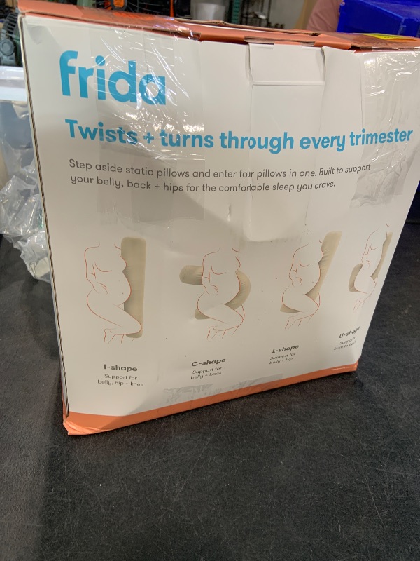 Photo 1 of Frida Mom Compact Support 4-in-1 Pregnancy Pillow, Cooling Pregnancy Pillow, Twist & Bends into 4 Shapes for Comfort & Full Body Support, Compact Storage, Easy to Clean, Breathable, Storage Bag, Ivory