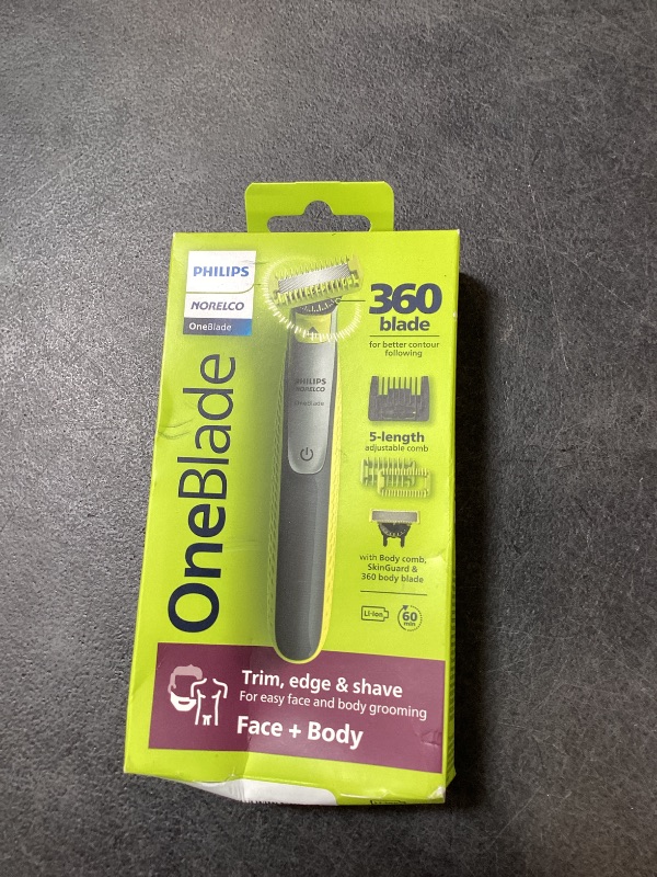 Photo 1 of Philips Norelco for Face + Body, Electric Beard Trimmer, Shaver and Groomer, 5in1 Adjustable Comb, 1x Body Kit, Model QP2834/70, Black/Lime Green