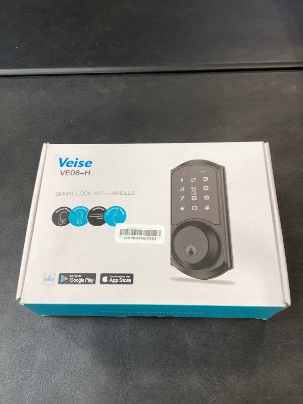 Photo 1 of Veise VE06-H Smart Front Door Lock Set, App Control, Keyless Entry Deadbolt with Lever Handle, Electronic Digital Touchscreen Keypad, Auto Lock, Easy Install, Matte Black