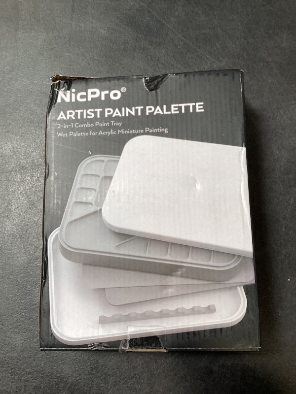 Photo 1 of Nicpro Stay Wet Palette for Painting Miniatures - Acrylic Paint Tray With Lid, 100 Wet Pallet Papers, 4 Sponges, Brush Holder - Mixing Saver for 40K Miniature Model