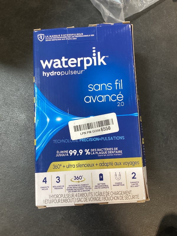 Photo 1 of Waterpik Cordless Advanced 2.0 Water Flosser For Teeth, Gums, Braces, Dental Care With Travel Bag and 4 Tips, ADA Accepted, Rechargeable, Portable, and Waterproof, White WP-580, Packaging May Vary