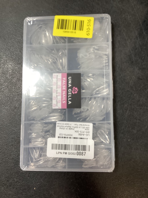 Photo 1 of UNA GELLA 504Pcs Medium Pointed Almond Nail Tips, Pre-shape Almond Gel Nail Tips Half Matte Full Cover Acrylic Clear Press on Fake Nails Tips for Nail Extension Nail Art DIY Salon 12 Sizes