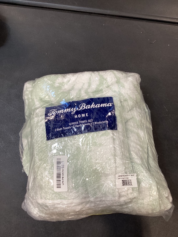 Photo 1 of Tommy Bahama - Bathroom Towel Set, Soft & Absorbent 100% Yarn-Dyed Cotton Terry Towels, Coastal Bath Towel Set (Lago Palm Sage Green, 6 Piece)
