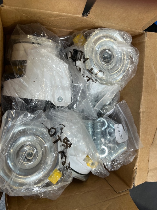 Photo 1 of HOLKIE Leveling Stem Casters Set of 4 Heavy Duty Retractable Caster Wheels, 1/2" and M12 Stem Size, Total Capacity 3300 Lbs, Adjustable Wheel with Ratchet Handle for Workbench, Machine, Equipment