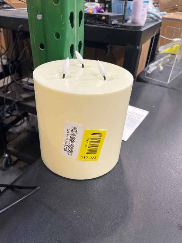 Photo 1 of AFINETH Large Outdoor Candles with Remote Waterproof 6"x6" Flickering Flameless Candles with 3 Wicks Plastic Big Battery Operated Candle for Indoor Outdoor Use, Ivory