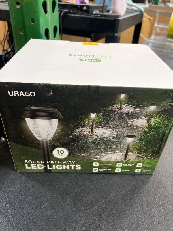Photo 1 of URAGO Super Bright Solar Lights Outdoor Waterproof-10 Pack, Dusk to Dawn Up to 12 Hrs Solar Powered Outdoor Pathway Garden Lights Auto On/Off, LED Landscape Lighting Decorative for Walkway Patio Yard
