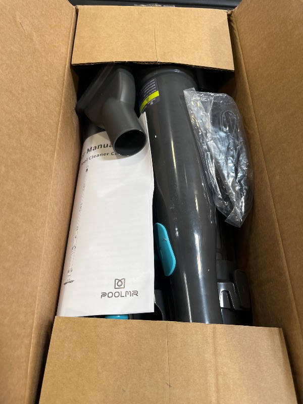 Photo 1 of PoolMr Handheld Pool Vacuum for Above Ground Pool & Hot Tub Vacuum, with 2 Brush Heads, 90 Mins Running Time, 13.2 Gallons/Min Powerful Suction, Ideal for Cleaning Debris and Sand Underwater, Black