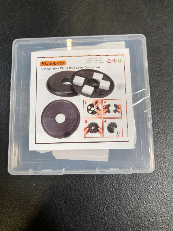 Photo 1 of 2pcs Wall Split Flange, Black Self-Adhesive Pipe Cover Escutcheon Plate