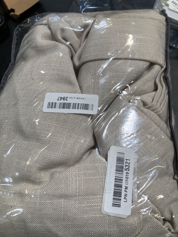 Photo 1 of Flax Burlap 90 Inch Pinch Pleated Linen Curtains 2 Panel Set for Living Room Thick Linen Textured Drapes 90 Inches Long Pinch Pleat Drapes Semi Sheer Curtain for Dining Bedroom Office Dark Taupe