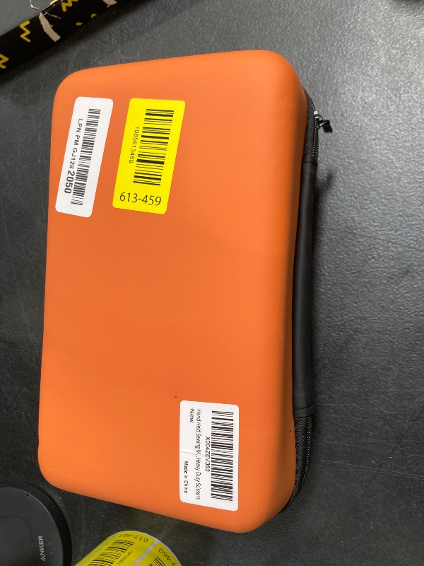 Photo 1 of Hand Held Sewing Machine for Adults & Beginners, with Orange Leather Storage Case and 112 PCS Sewing Kit, Portable Mini Hand Sewing Machine, Assorted Needles, Threads, Heavy Duty Scissors