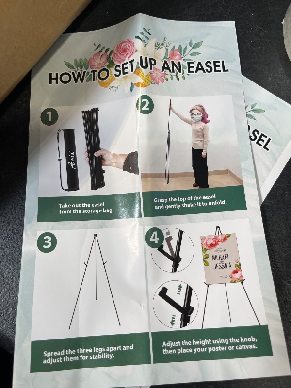 Photo 1 of Easel Stand for Sign, 63" Portable Easels Stand for Display, Lightweight Adjustable Tripod Art Easel Stand for Wedding Sign, Black Metal Painting Easel with Portable Bags ( 3Pack)