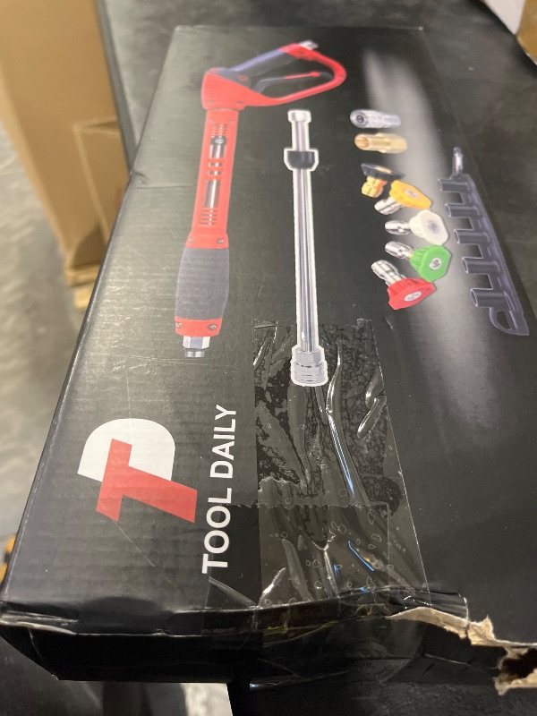 Photo 1 of Tool Daily Deluxe Pressure Washer Gun, with Replacement Wand Extension, 5 Nozzle Tips, M22 Fitting, 40 Inch, 5000 PSI