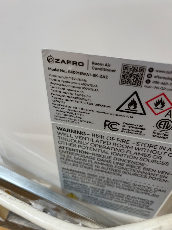 Photo 1 of ZAFRO U Shaped Inverter Window Air Conditioner with Heat, Ultra Quiet (32dB) Window AC Unit and Heat Combo, 12000BTU ASHRAE (8100 BTU DOE) Smart Air Conditioner Window Unit, App/Voice/Remote Control