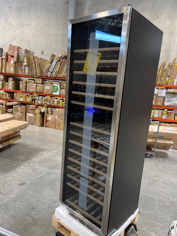 Photo 1 of MZAVP 200 Bottle Wine Fridge Dual Zone, Wine Refrigerator 24 Inch Freestanding/Built-in, Large Wine Cooler Refrigerator with Advanced Temperature Control & Compressor Cooling, Quiet Operation - Silver-----THERE IS A MINOR DENT ON THE BACKSIDE FROM SHIPPIN