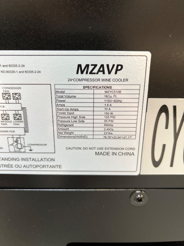Photo 1 of MZAVP 200 Bottle Wine Fridge Dual Zone, Wine Refrigerator 24 Inch Freestanding/Built-in, Large Wine Cooler Refrigerator with Advanced Temperature Control & Compressor Cooling, Quiet Operation - Silver-----THERE IS A MINOR DENT ON THE BACKSIDE FROM SHIPPIN