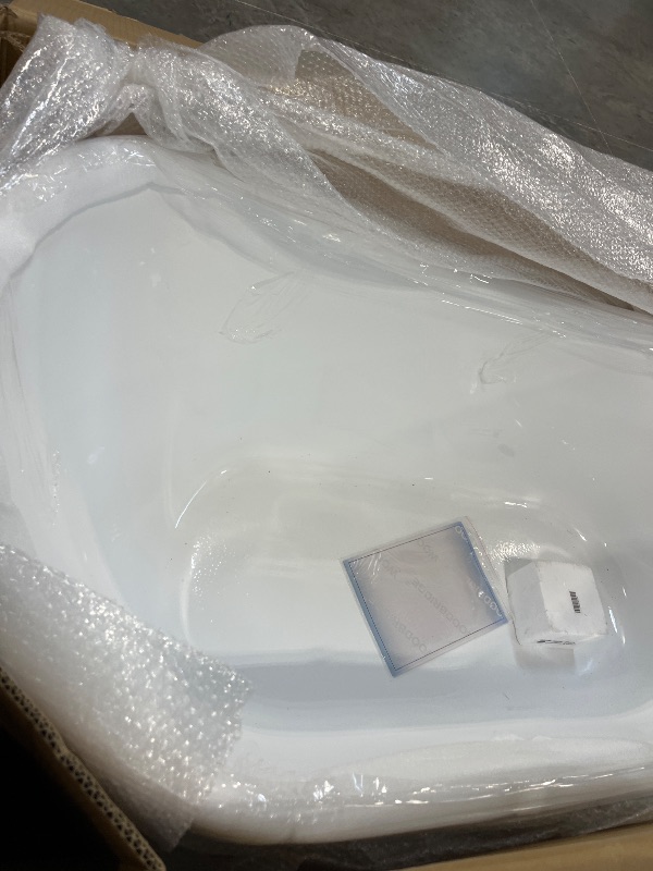 View 3 of WOODBRIDGE 54" Acrylic Freestanding Bathtub Contemporary Soaking White Tub with Matte Black Overflow and Drain,B0006-MB
