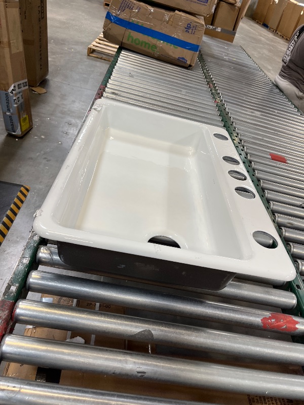 Photo 1 of KOHLER K-8689-5U-0 Riverby Undermount Single-Bowl Kitchen Sink with 5 Oversized Faucet Holes, 33" x 22" x 5-7/8", White