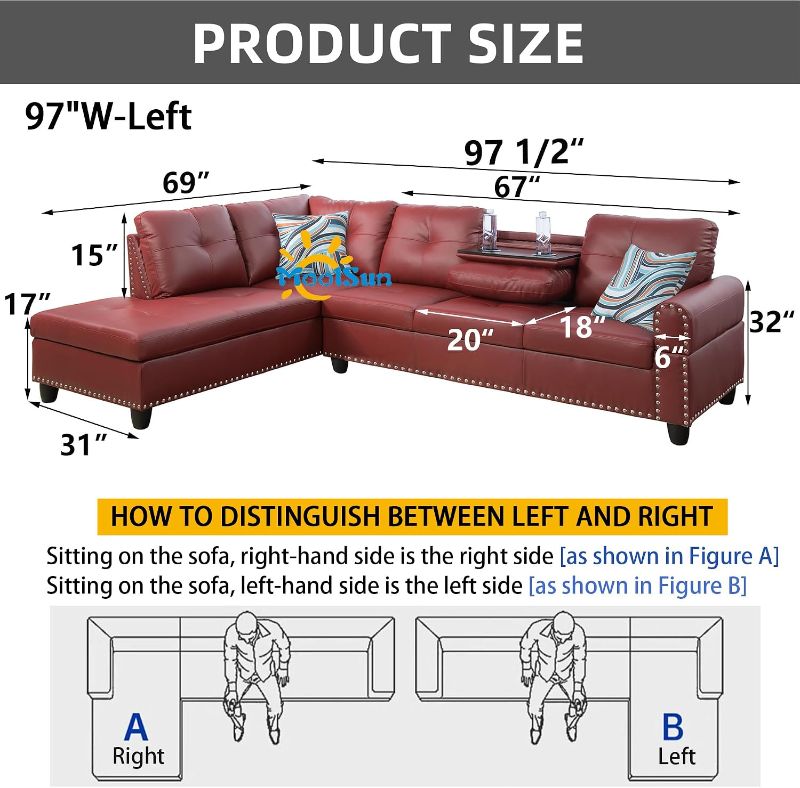 Photo 1 of L-Shaped Combination Sofa Set, Luxurious Synthetic Leather Living Room Sofa, Suitable for Living Rooms, Bedrooms, Apartments, and Offices-----please bring truck when pick up item is xl