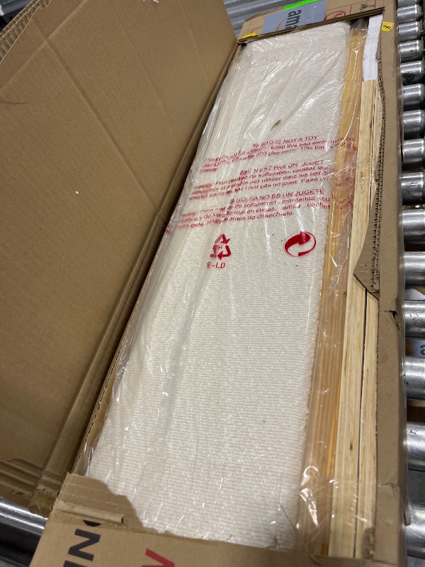Photo 1 of Merax California King Bed Frame with Boucle Upholstered Wingback Headboard, Solid Wood Base, Contemporary Aesthetic Platform Bed, No Box Spring Needed, Bear 800lbs, White-----MISSING BOX 1 OF 2 --------MISSING HEADBOARD