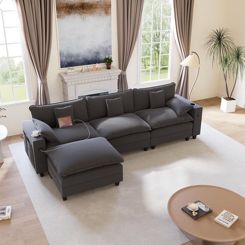 Photo 1 of KCGKCG 116" Modular Sectional Couch, U Shaped Couches for Living Room Grey -------missing box A 
