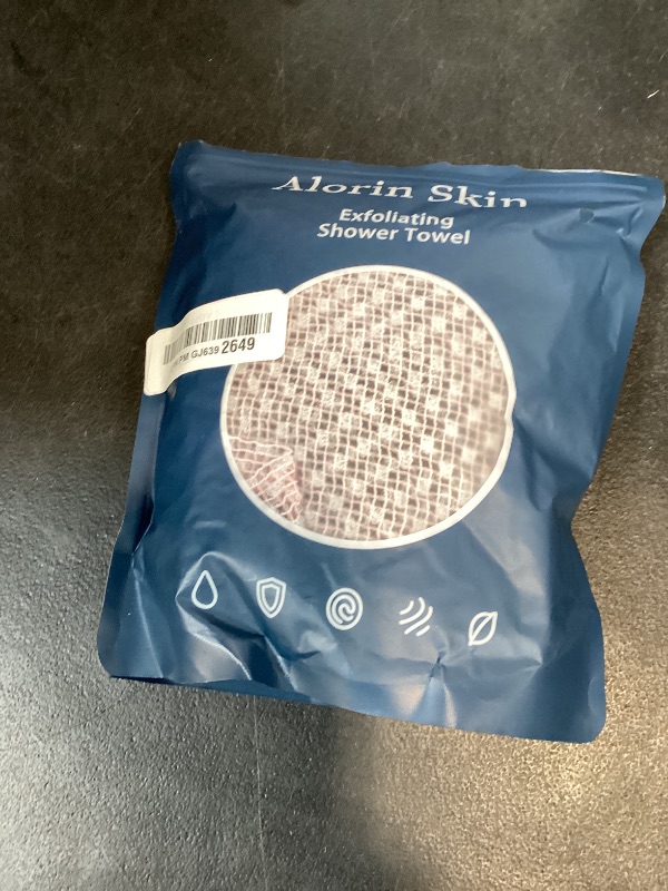 Photo 1 of 2 PC Alorin Silver Towel Exfoliating Shower Towel, Rip-Resistant Washcloth for All Skin Types, Pink and Black