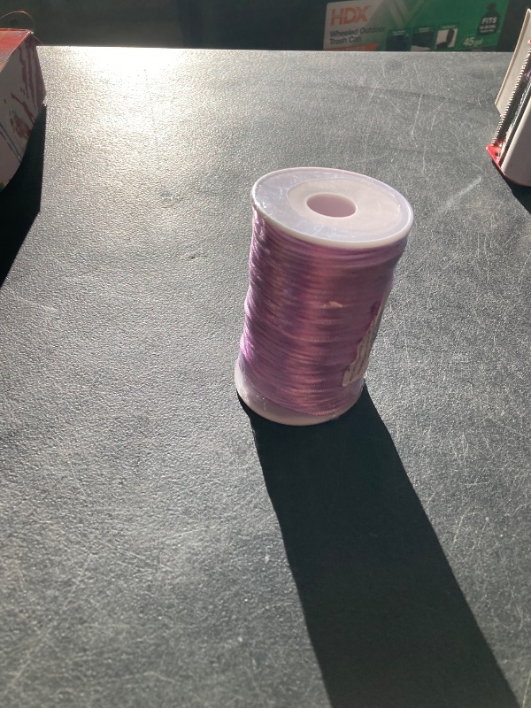 Photo 1 of FQTANJU 2mm x 100 Yards Premium Quality Rattail Nylon Satin Cord Roll, Kumihimo Rattail,Chinese Knot, (Light Purple)