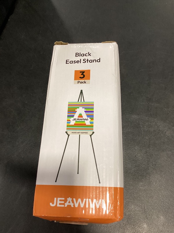 Photo 1 of JEAWIWI 3 Pcs Lightweight Easel Stand, 66 Inch, Black, with Carry Bags