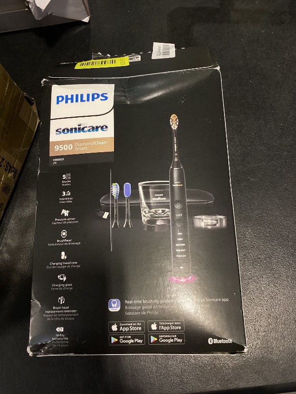 Photo 1 of Philips Sonicare DiamondClean 9500 Electric Toothbrush 3 Brush Heads, Black