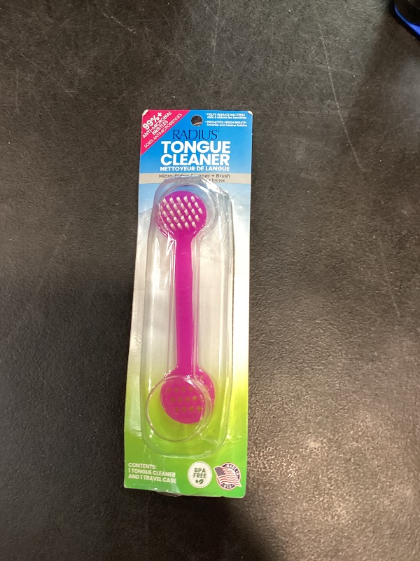Photo 1 of RADIUS Tongue Cleaner - Professional 2-in-1 Tongue Scraper and Brush for Fresh Breath - BPA-Free and Non-Toxic Oral Care - 1 CT - Fuchsia