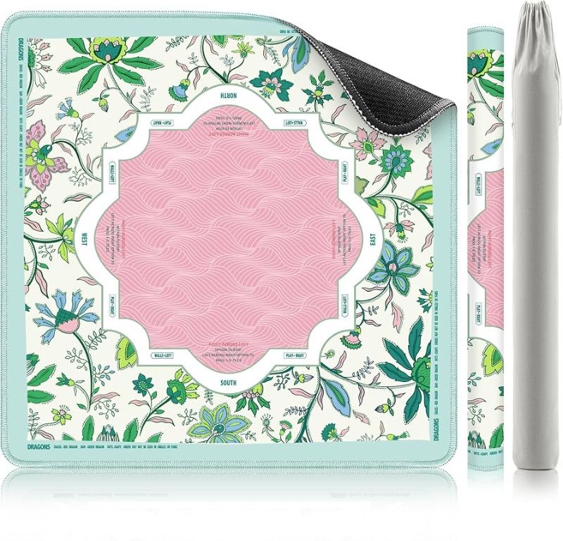 Photo 1 of ***STOCK PHOTO REFERENCE ONLY*** Mahjong Mat for Table with Rules, Anti-Slip,Waterproof, Noise Reduction, Wrinkle-Free Mah jongg Mat.(Pastel Floral Wave)
