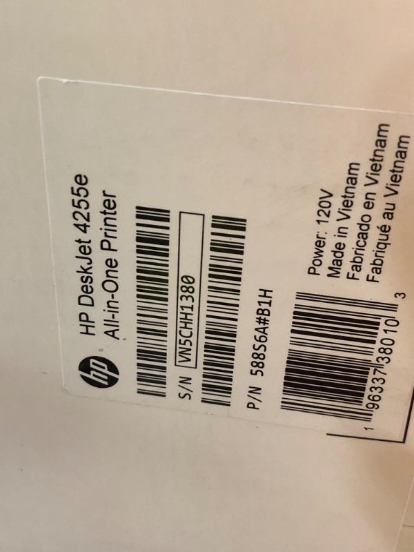 Photo 1 of ***FACTORY SEALED ***
HP DeskJet 4255e Wireless All-in-One Color Inkjet Printer, Scanner, Copier, Best-for-Home, 3 Month Instant Ink Trial Included. This Printer is only 2.4 ghz Capable. AI-Enabled (588S6A)