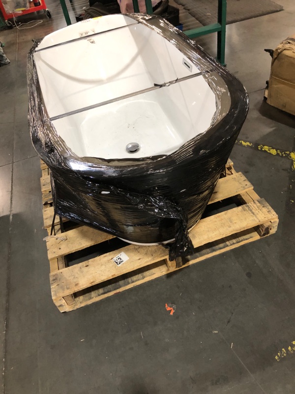 Photo 1 of ***TRUCK/TRAILER PICKUP ONLY*** SMALL COSMETIC INDENTATION- SEE PHOTO* COMPLETELY FUNCTIONAL* Freestanding Bathtub 59 inch Acrylic Free Standing Tub 59 Inch, Free Standing Tub with Chrome Drain & Overflow, Ergonomic Stand Alone Tub for Small Bathroom or