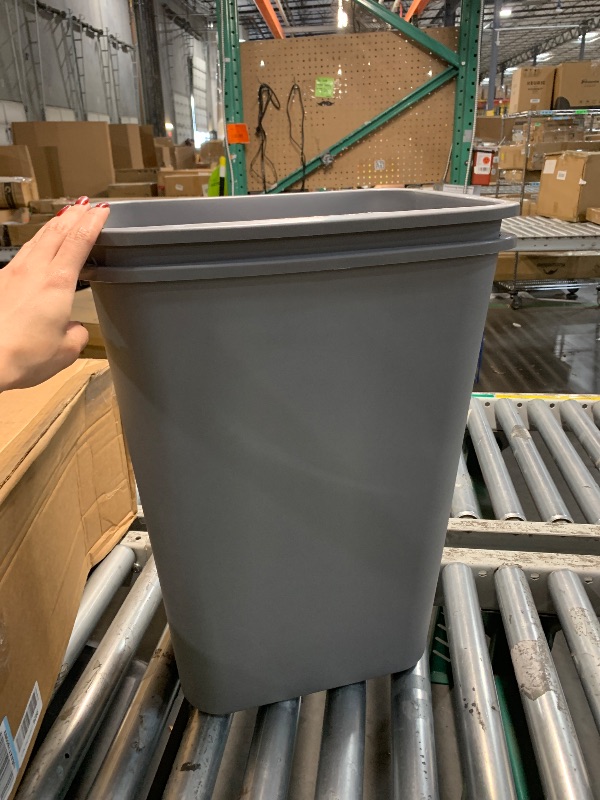 Photo 1 of ***2 PACK***Amazon Basics Lightweight Rectangular Commercial Office Wastebasket, 10 Gallons, Grey