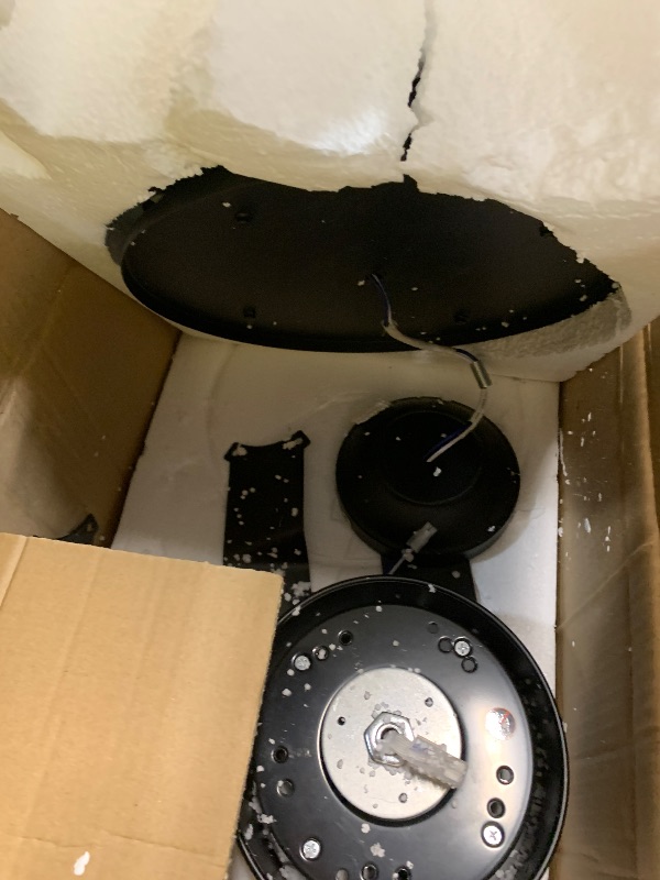 Photo 1 of **PARTS ONLY** 52 Inch Farmhouse Ceiling Fan with Lights and Remote, Timer, Dual Finish 5 Blades (Walnut and Black), 6 Speeds, Reversible DC Motor, Rustic & Industrial Caged Ceiling Fan for Bedroom ZB01CF05