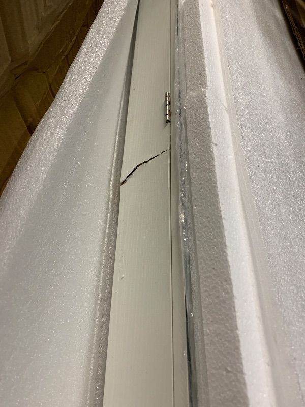 Photo 1 of **CRACKED ON SIDE PANEL** FAVSH 6 LEDs Jewelry Armoire with Frameless Full-Length Mirror, White