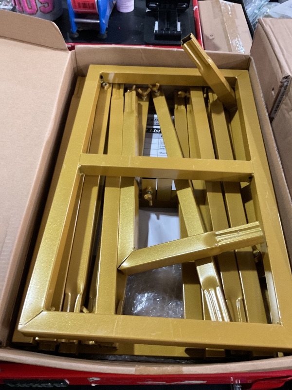 Photo 1 of ***MISSING HARDWARE***
Fomcet 8FT x 8FT Backdrop Stand Heavy Duty with Base, Gold Portable Adjustable Pipe and Drape Backdrop Stand Kit, Square Metal Arch Party Frame for Wedding Birthday Parties Banquet Decorations