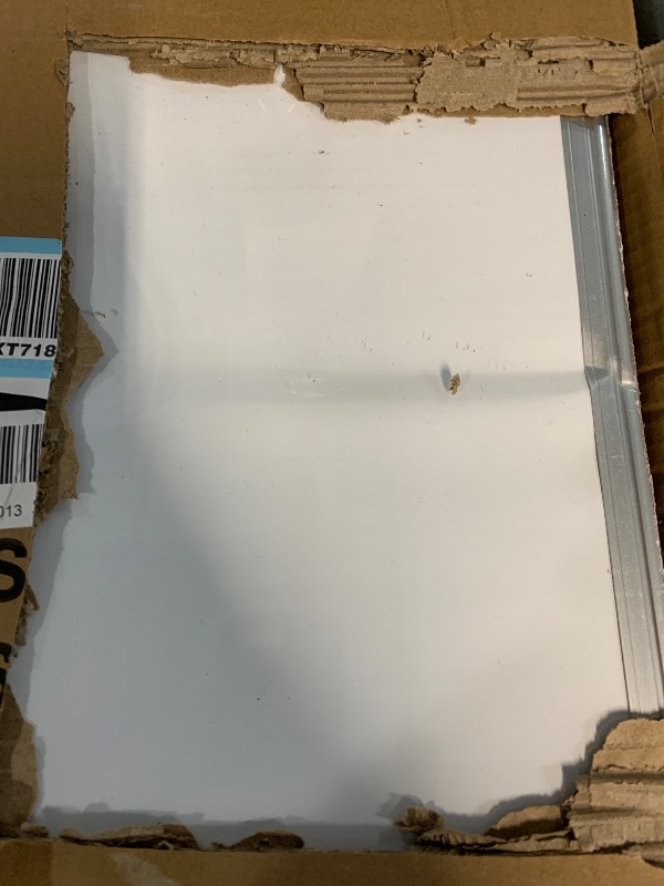 Photo 1 of **IS BENT** WALGLASS Double-Sided White Board, 24" x 18" Dry Erase Board Magnetic Whiteboard for Wall, Hanging Mounted Whiteboard Silver Aluminium Frame for Home, School, Office, Kitchen