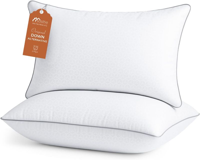 Photo 1 of ***STOCK PHOTO FOR REFERENCE ONLY***Sasttie Firm Standard Pillows Set of 2, Full Size Bed Pillows for Side, Back, and Stomach Sleepers - Oeko-Tex Certified Supportive Down Alternative Plump Filling - Hotel Quality and Machine Washable