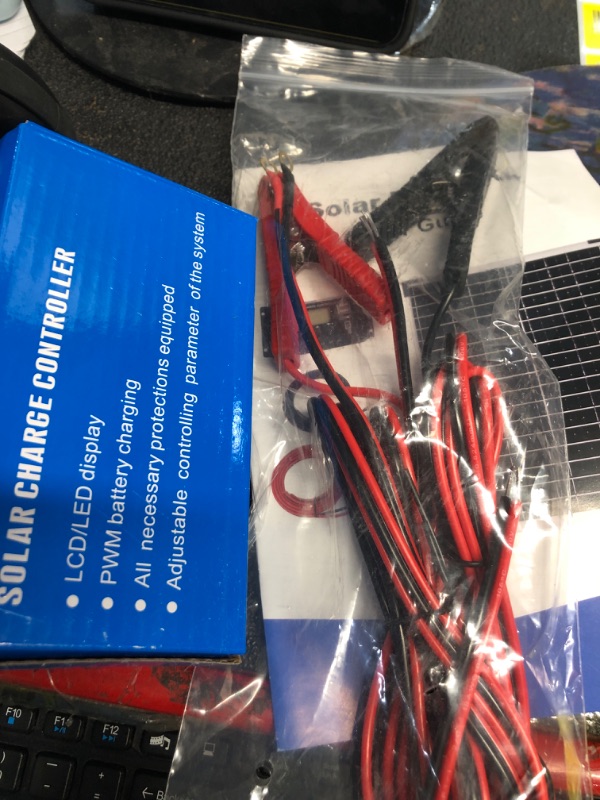 Photo 1 of ***missing solar panel***Solar Panel Kit 50W with 10A Charge Controller Monocrystalline Solar Panel Kit with Extension Cable for Car Roof RV Marine Rooftop Farm Battery and Other Off-Grid Applications