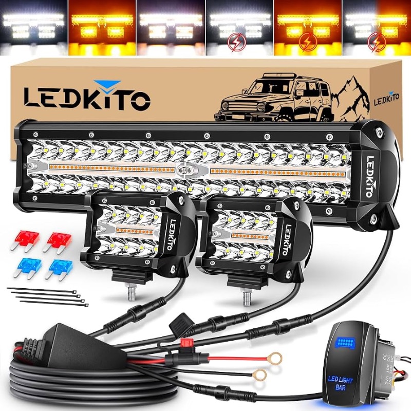 Photo 1 of *** STOCK PHOTO REFERENCE ONLY ***
Dual Color Spot Flood Combo OffRoad Driving Work Lights Memory Function with Wiring Harness for Je-ep Pickup Golf ATV UTV SUV