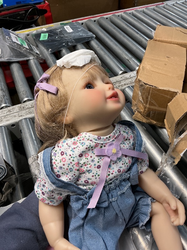 View 4 of ***SEE PICTURES**Halloscume 1 Pack 22inch Realistic Reborn Baby Dolls, Lifelike Reborn Baby Dolls, Silicone Soft Real Life Girls with Accessories and Gift Box, Gift for 3+ Year Old Kids, Collection (Blond Girl)